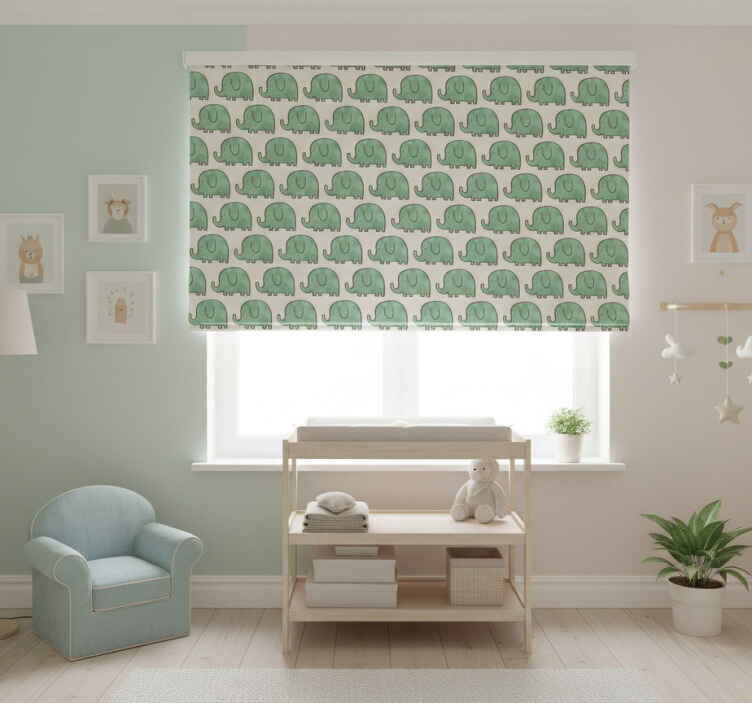 Persiana enrollable infantil con estampado de elefantes - TenVinilo