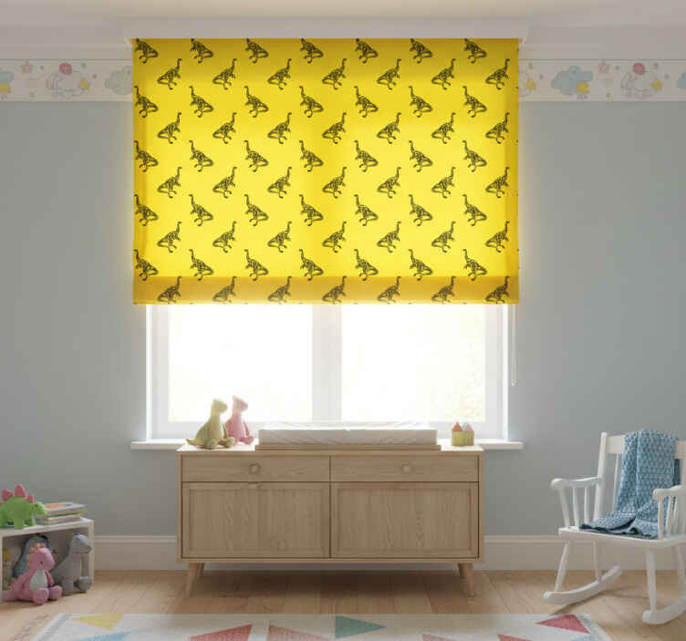 Children room roller blind brachiosaurus symbols yellow - TenStickers