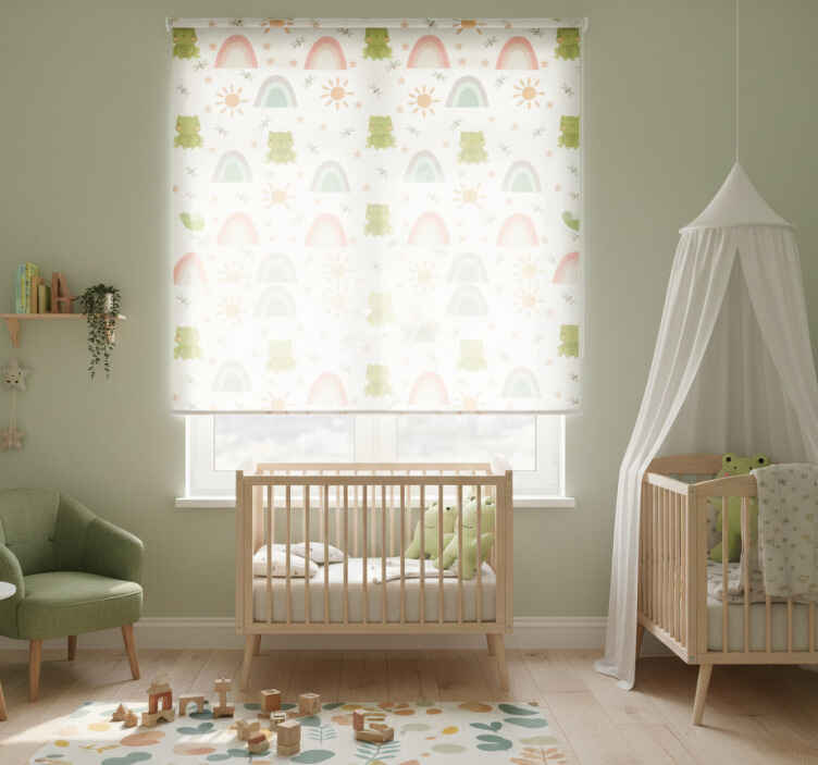 Children room roller blind cute frog cartoon design - TenStickers
