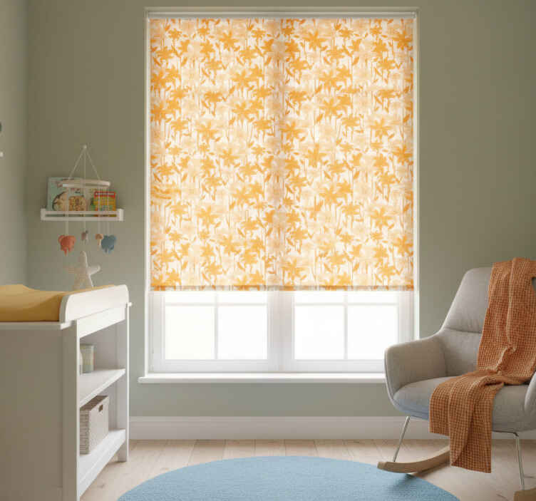 Children room roller blind small cute orange flowers - TenStickers
