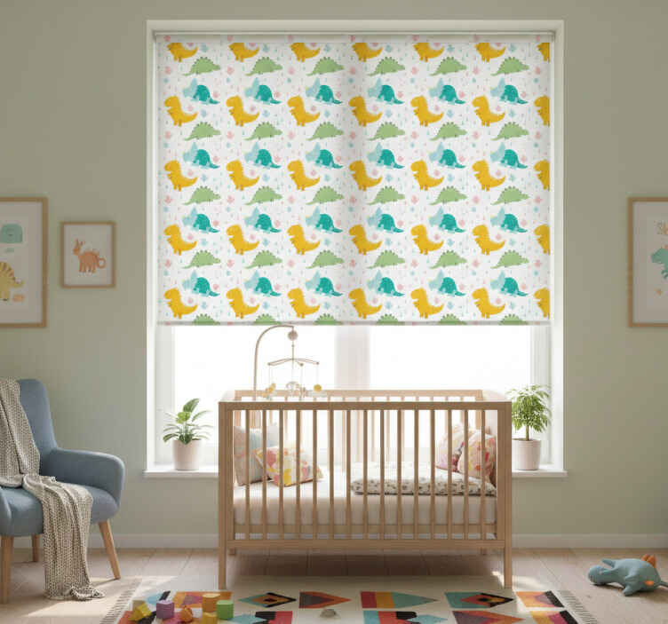 Children room roller blind with lovely dinosaur pattern - TenStickers