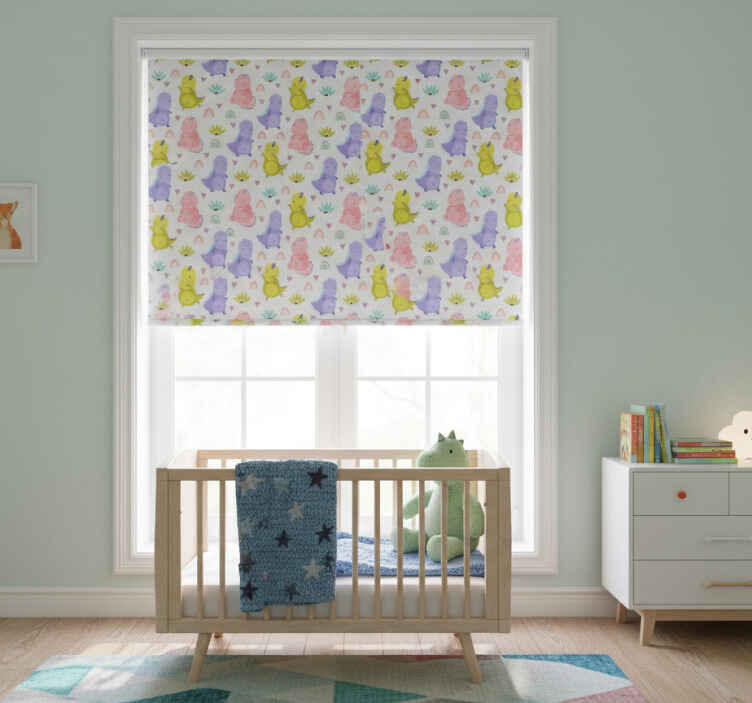 Children room roller blind with colorful dinosaur design - TenStickers