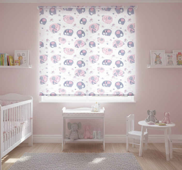 Persiana enrollable infantil elefantes rosas adorables - TenVinilo