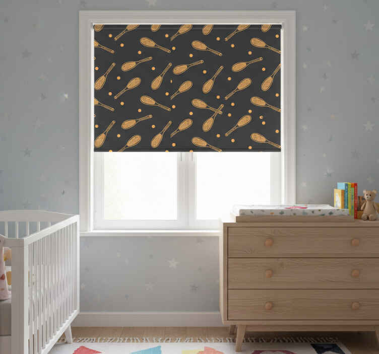 Persiana enrollable infantil raquetas naranjas - TenVinilo