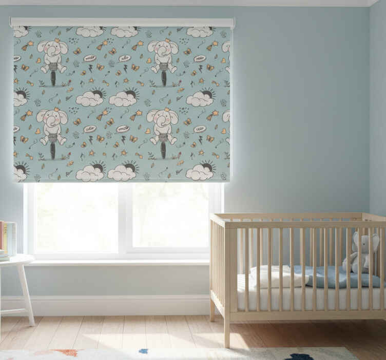 Children room roller blind elephants waving - TenStickers