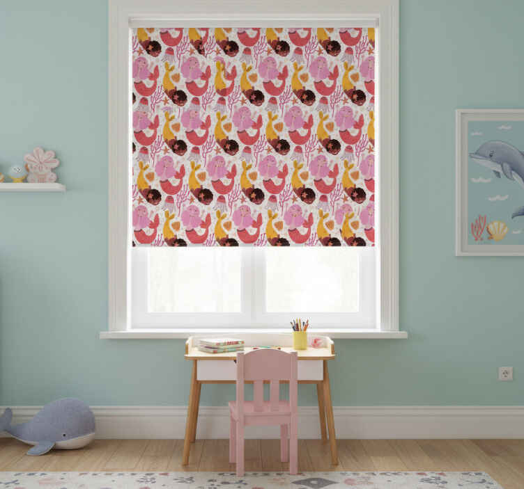 Children room roller blind mermaid cartoon smile - TenStickers