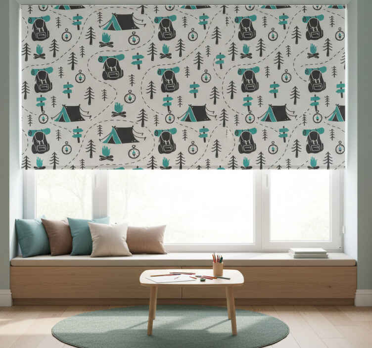 Lapsen rullaverho retkeilyluonnon kuvioilla - Tenstickers