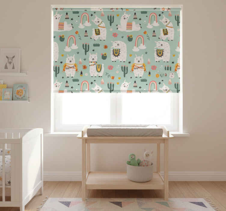 Store enrouleur chambre enfant arc-en-ciel et cactus - TenStickers