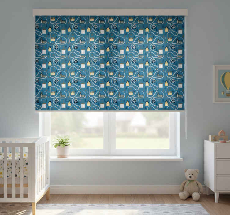 Store enrouleur chambre enfant motif carte de ville - TenStickers
