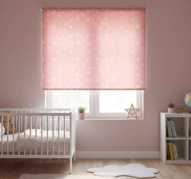 Children room roller blind light pink stars on dark pink - TenStickers