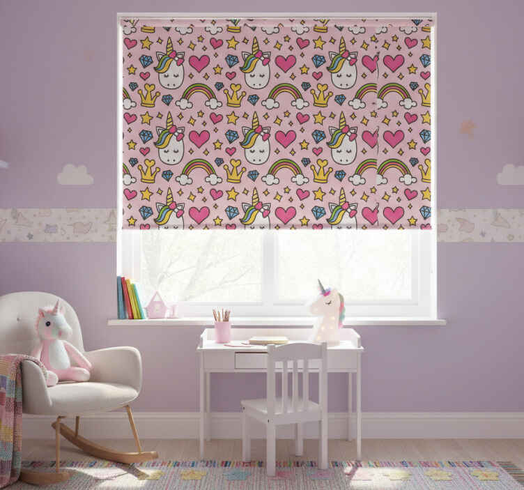 Whimsical unicorn fantasy children room roller blind - TenStickers