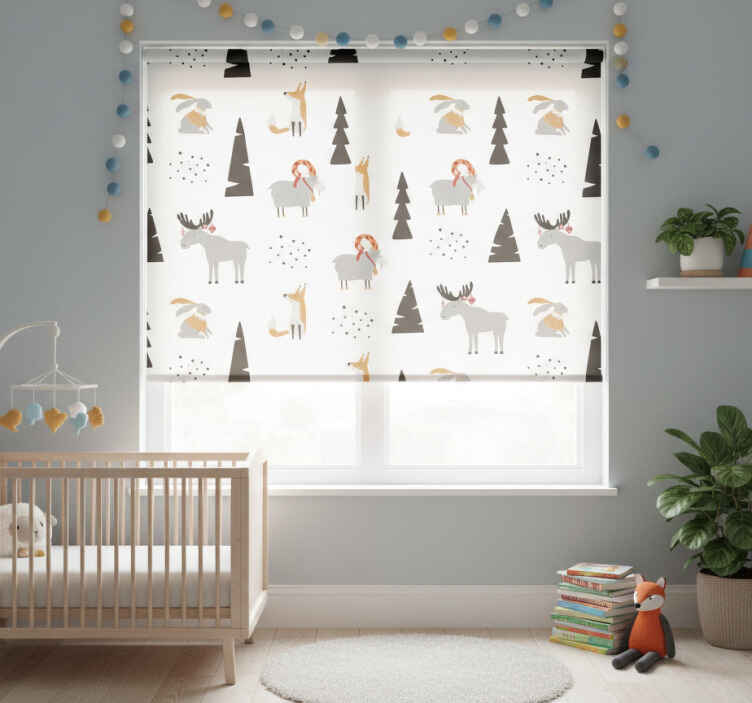 Persiana enrollable infantil patrón de animales invernales - TenVinilo