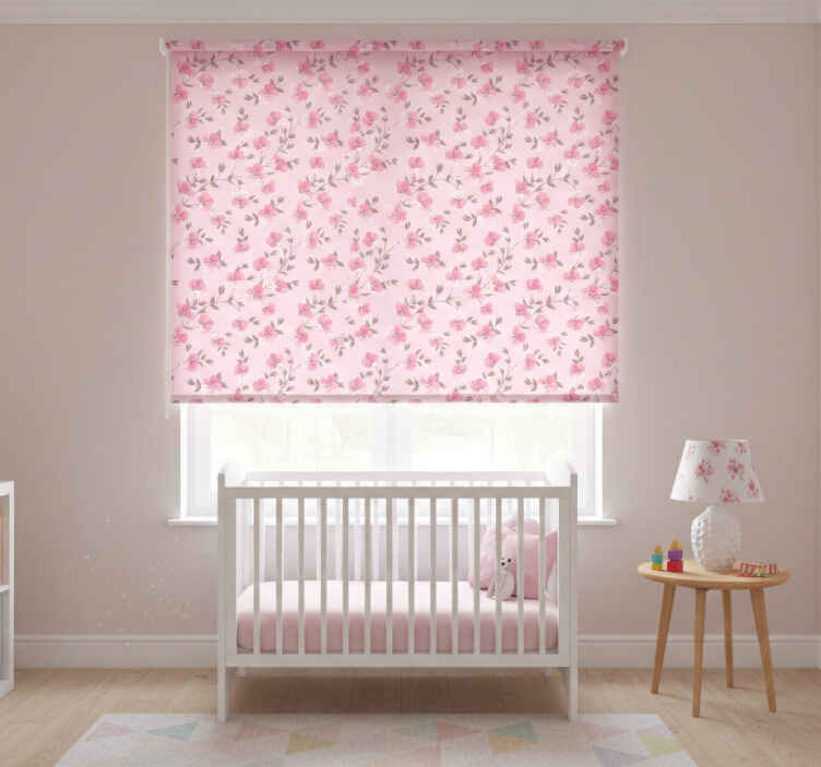 Persiana enrollable infantil flores rosadas lindas - TenVinilo