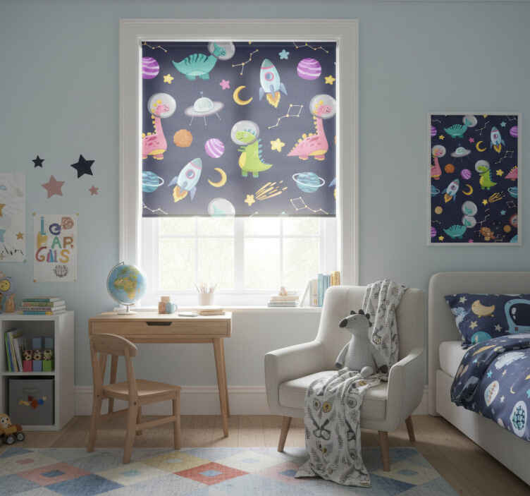 Children room roller blind cute design dinosaur theme - TenStickers