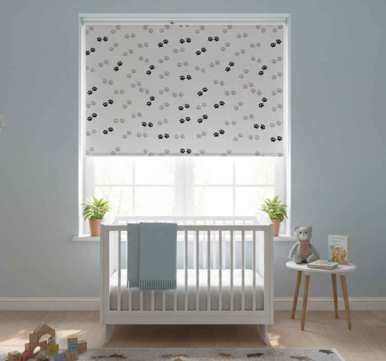 Children room roller blind cat paw prints - TenStickers