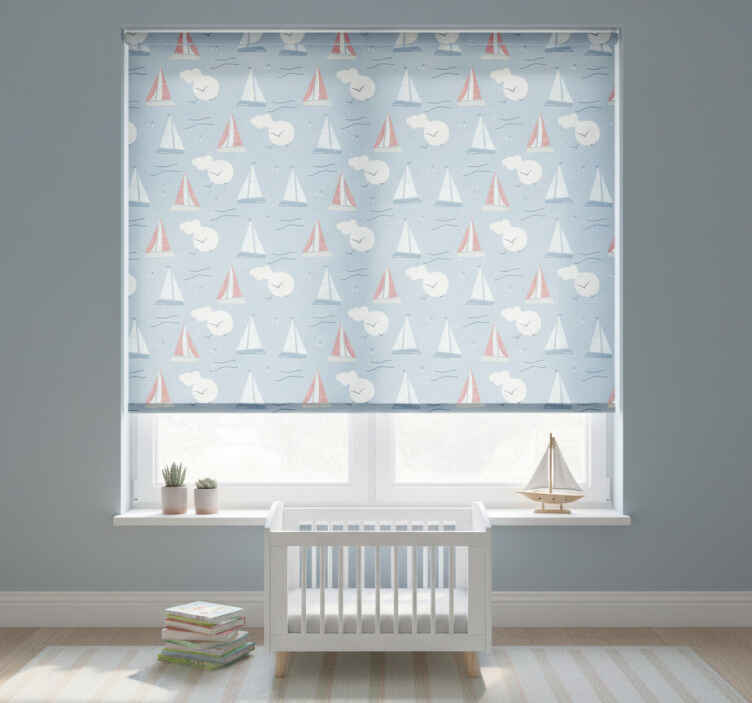Children room roller blind with sailboats on clouds - TenStickers