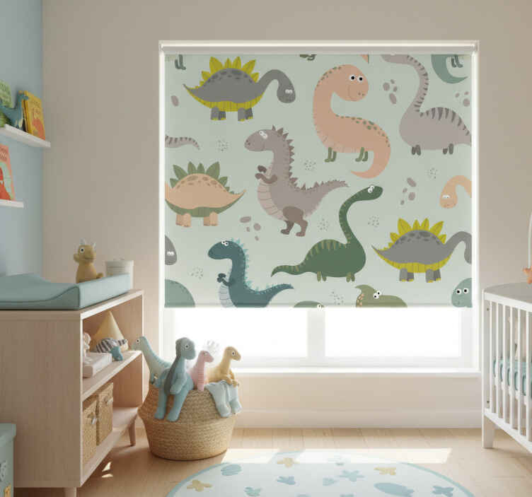 Children room roller blind smiling dinosaurs - TenStickers