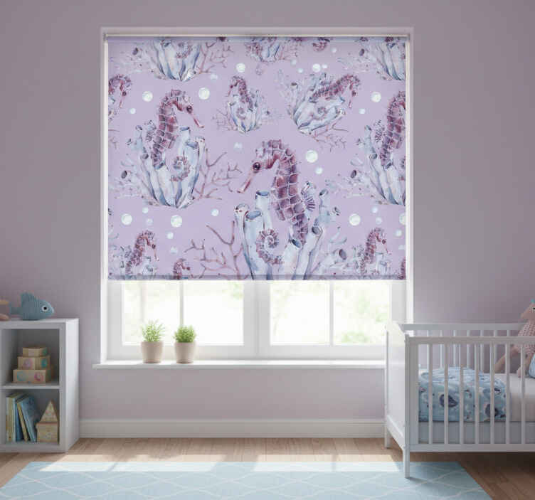 Children room roller blind watercolor seahorse - TenStickers