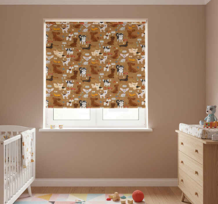 Persiana enrollable infantil de diferentes perros adorables - TenVinilo