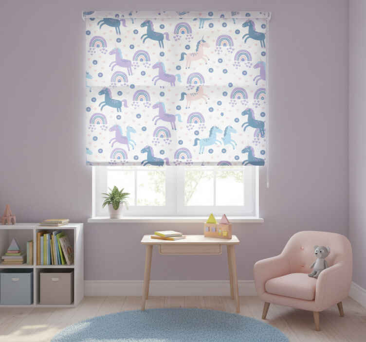 Children room roller blind sweet pastel unicorns pattern - TenStickers