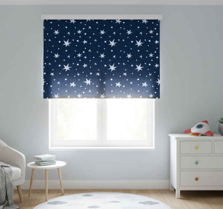 Children room roller blind stars on navy blue - TenStickers