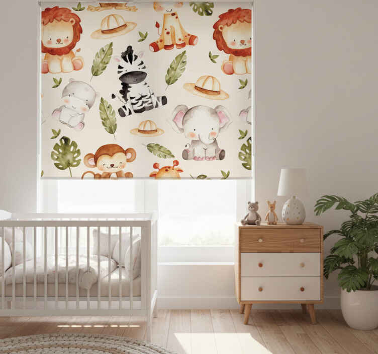 Children room roller blind beige safari pattern - TenStickers