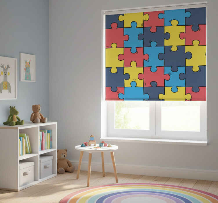 Persiana enrollable infantil rompecabezas arcoíris - TenVinilo