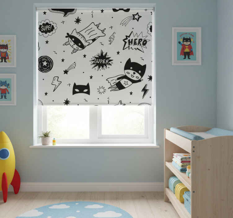 Children room roller blind superhero comic design - TenStickers
