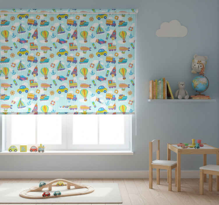 Children room roller blind with cute car design - TenStickers