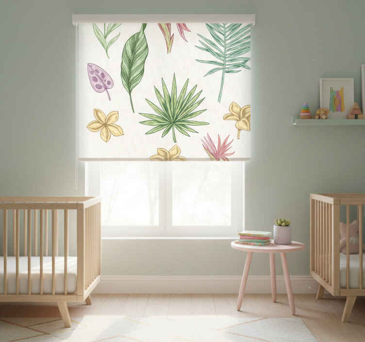 Persiana enrollable infantil flores y palmeras - TenVinilo