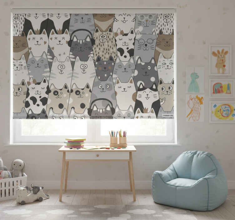 Persiana enrollable infantil gatos de dibujos animados - TenVinilo