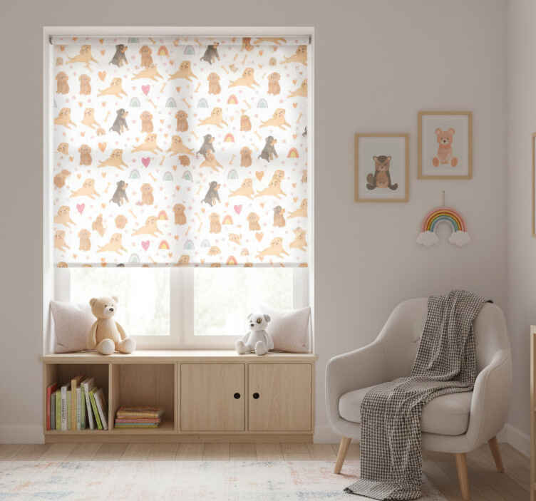 Children room roller blind with cute dog and rainbow pattern - TenStickers