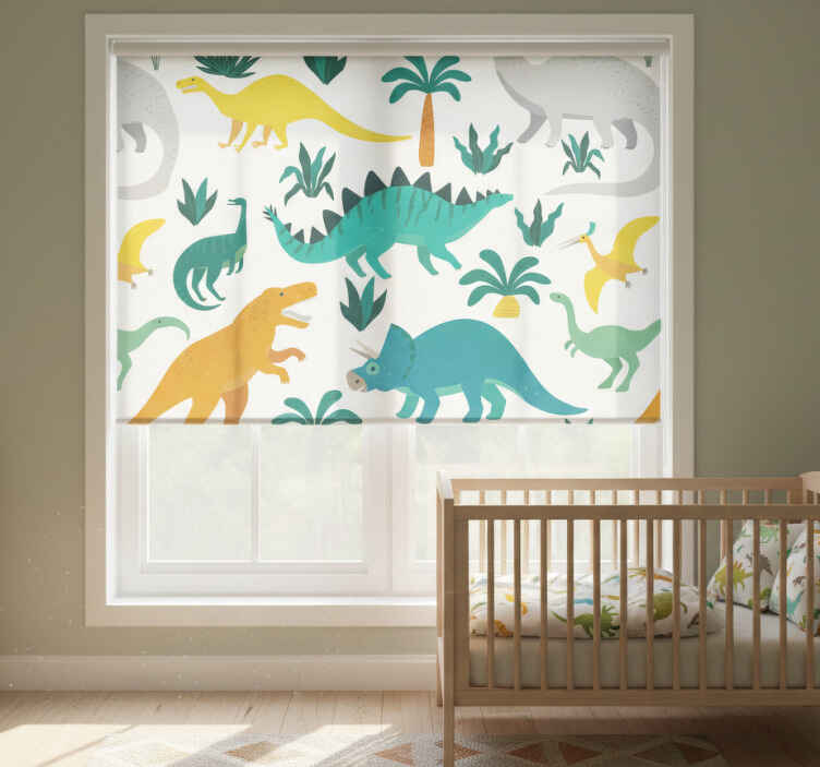 Persiana enrollable infantil dinosaurios con árboles - TenVinilo