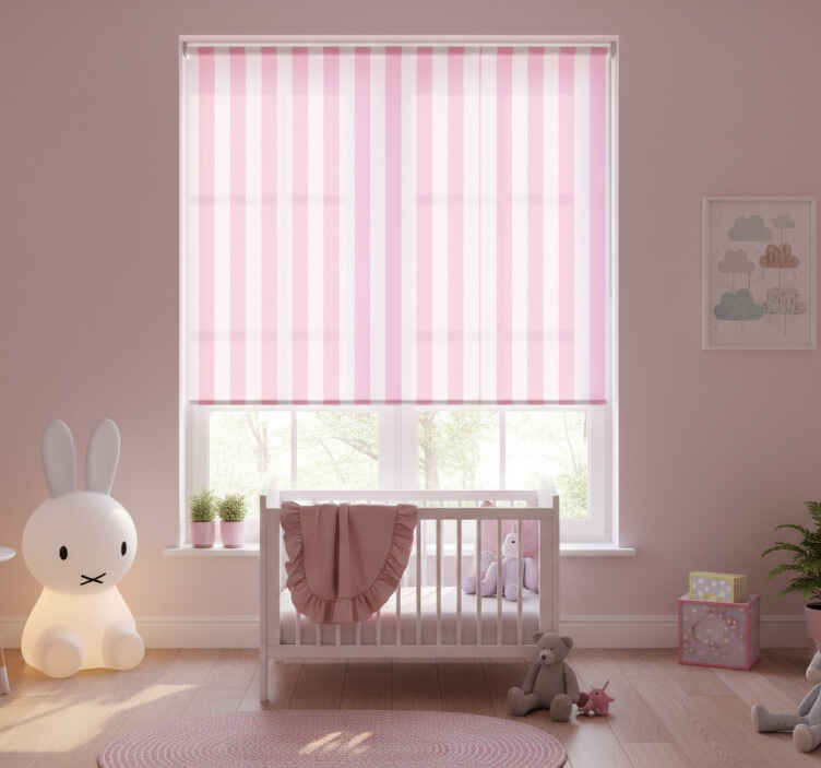 Children room roller blind pink striped design - TenStickers