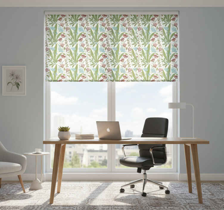 Store enrouleur bureaux style floral rétro - TenStickers