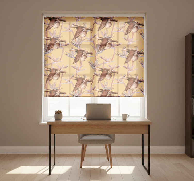 Tenda a rullo per ufficio design vintage animali lago - TenStickers