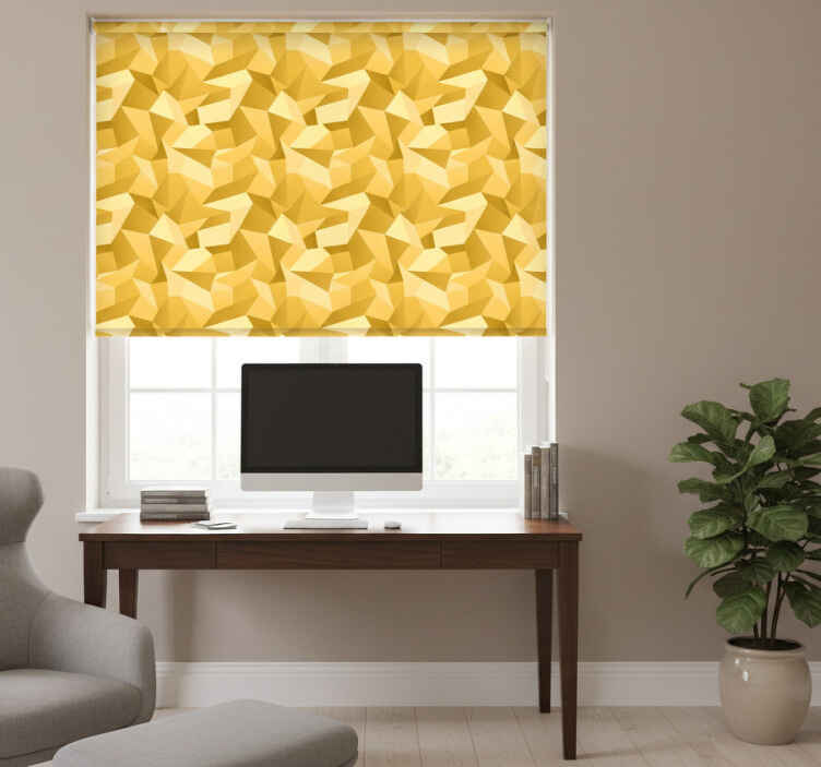 Tenda a rullo per ufficio forme geometriche oro 3d - TenStickers