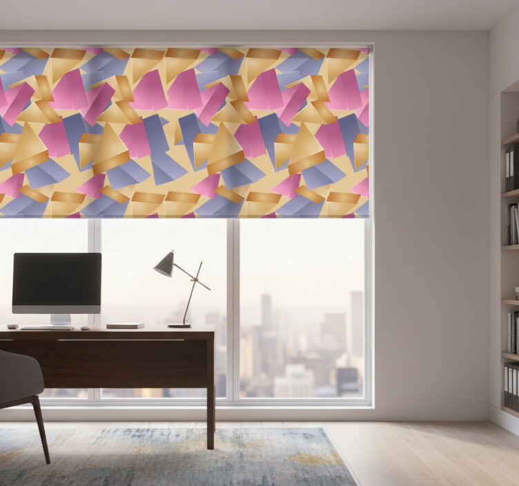 Tenda a rullo per ufficio piramide geometrica gold - TenStickers
