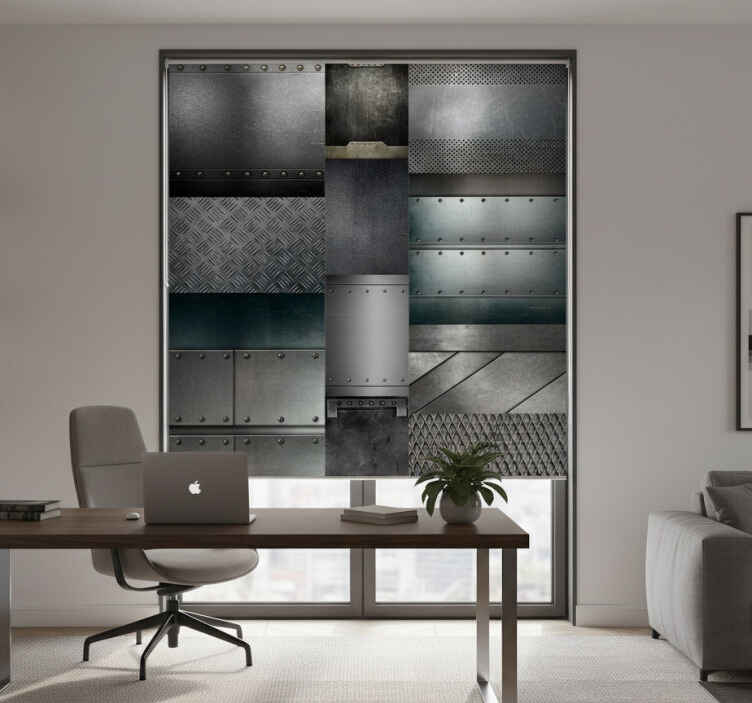 Store enrouleur bureaux motif blocs noirs métalliques - TenStickers