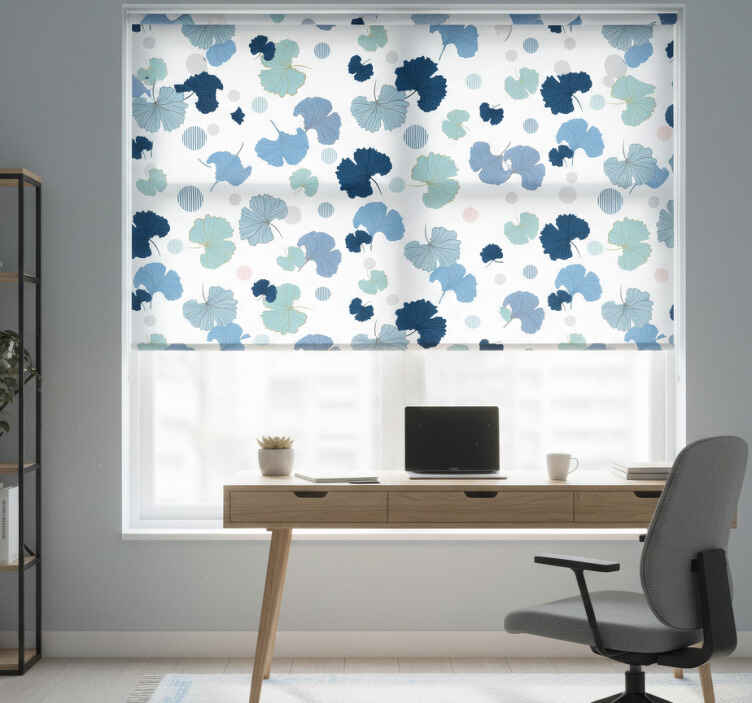 Store enrouleur bureaux feuille de ginkgo bleu - TenStickers
