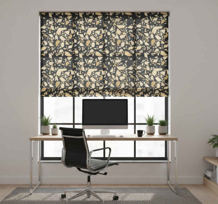 Store enrouleur bureaux terrazzo noir or - TenStickers