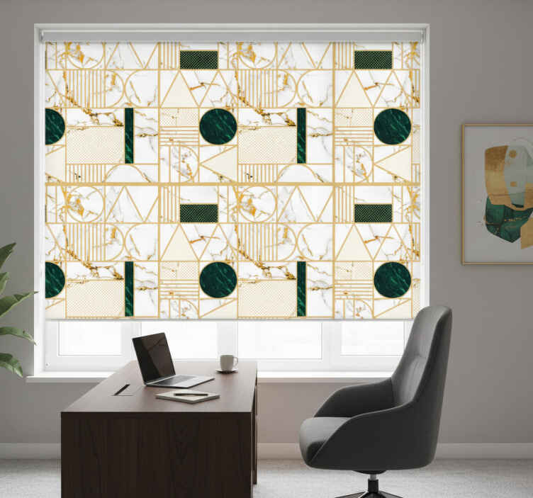 Office roller blind in white marble geometric - TenStickers