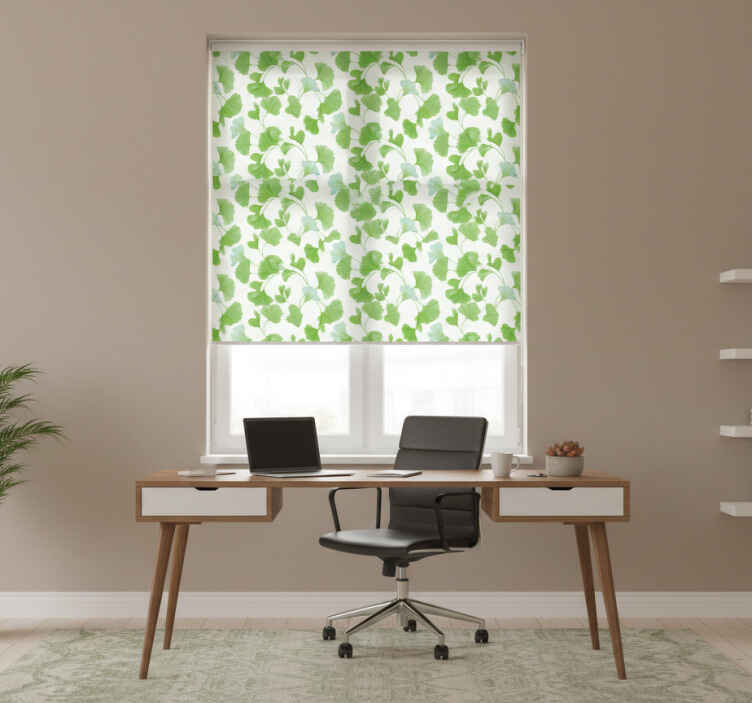 Store enrouleur bureaux feuilles de ginkgo vertes - TenStickers