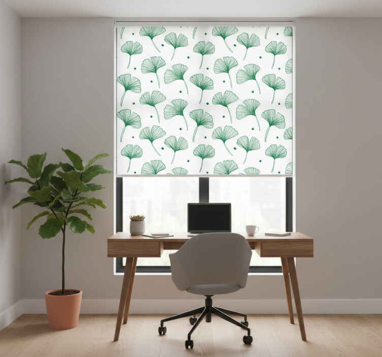 Store enrouleur bureaux feuilles vertes de ginkgo - TenStickers