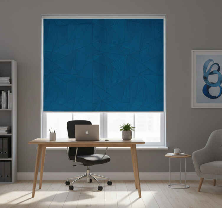 Store enrouleur bureaux motif géométrique simple bleu - TenStickers