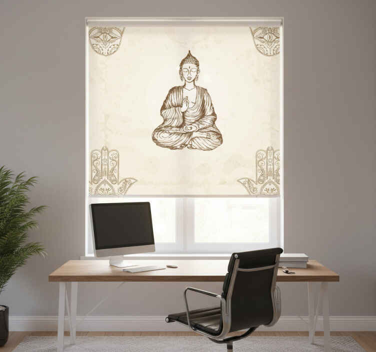 Store enrouleur bureaux symbole main de bouddha - TenStickers