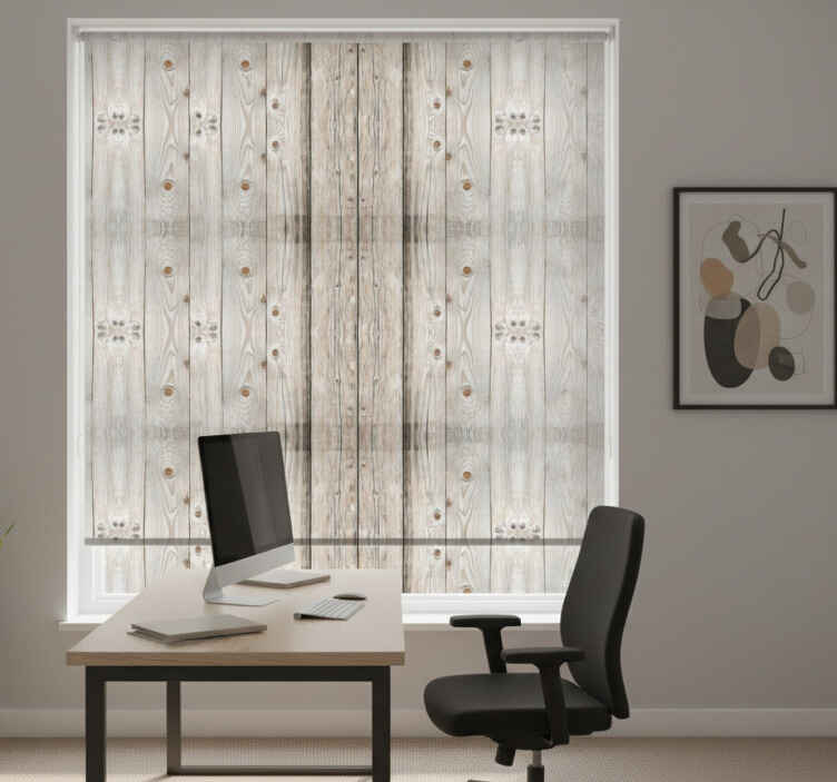 Tenda a rullo per ufficio effetto legno pino bianco - TenStickers