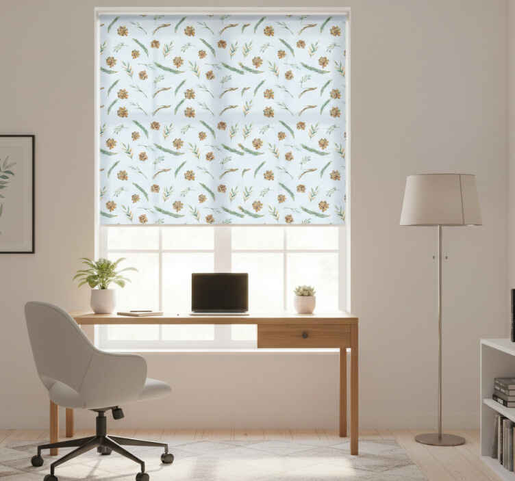 Store enrouleur bureaux floral aquarelle bleu - TenStickers