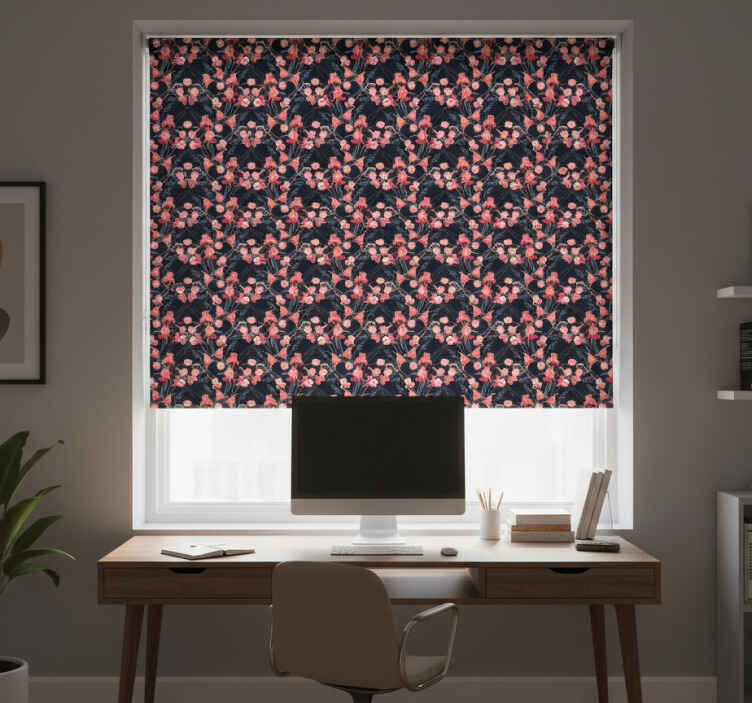 Store enrouleur bureaux fleurs roses délicates - TenStickers