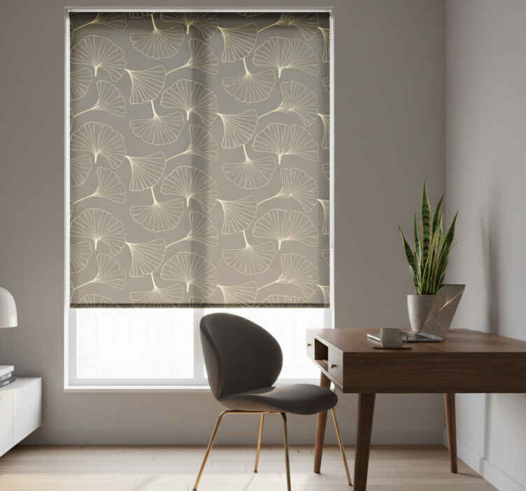 Blind office ginkgo leaves charcoal gold - TenStickers